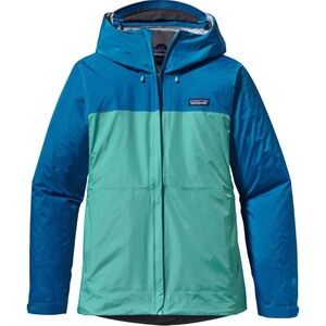 Patagonia Two-Tone Blue Hooded Rain Jacket